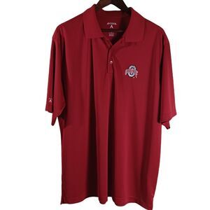 Ohio State Buckeyes Red Polo Shirt Mens XL Antiqua Sportswear Short Sleeve